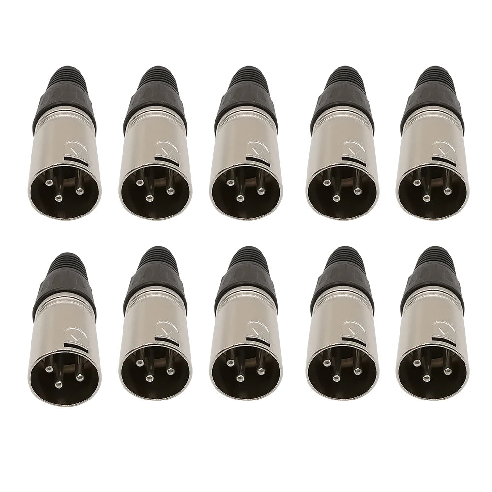 10Pcs XLR 3Pin Male Female Microphone Audio Cable Wire Connector Cable Plug Terminals for Mic Solder Connector