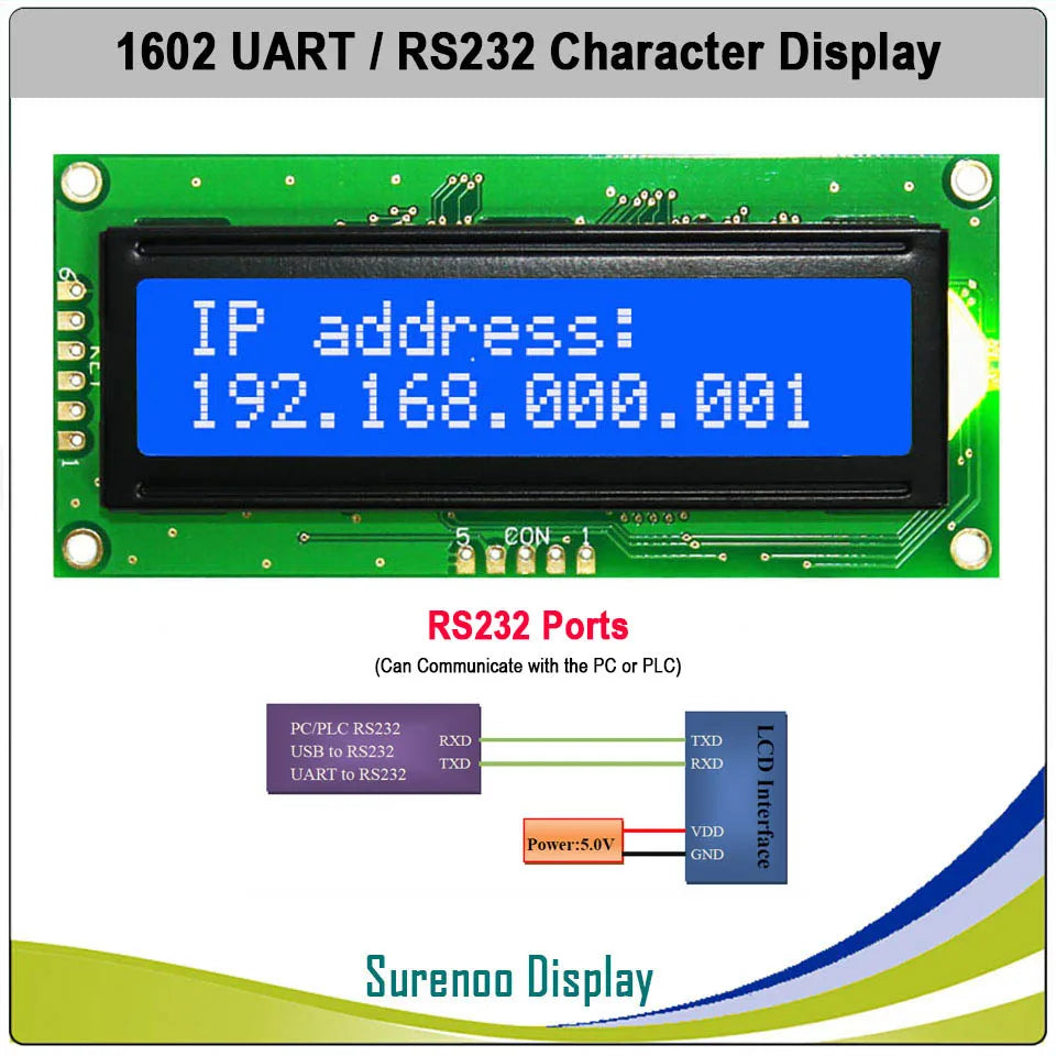 1602 162 16*2 Serial UART CMOS / RS232 Character LCD Module Display Screen LCM for Arduino Support Keyboard Blue Yellow Green