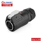 Cnlinko LP24 Plastic IP67 Waterproof 3pin Aviation Electric Plug Socket AC500V 25A Power Connector for Circular Wire Connection