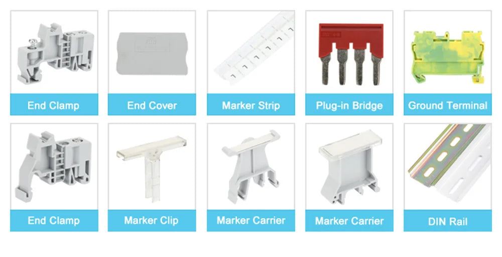 50Pcs PT2.5-QU Push-In Din Rail Terminal Block Spring 4-Conductor Strip Plug PT 2.5 QUATTRO Wire Electrical Connector PT 2.5-QU