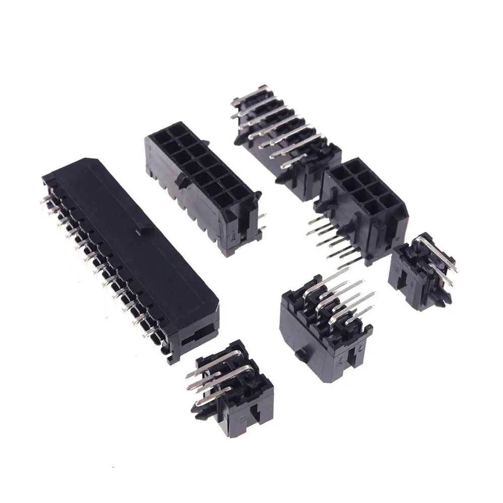 10/100Pcs 3.0mm Wafer Micro-Fit 3.0 Connector PCB Male Header Right Angle 2 4 6 8 10 12 14 16 18 20 22 24 Pin Board Solder 43045
