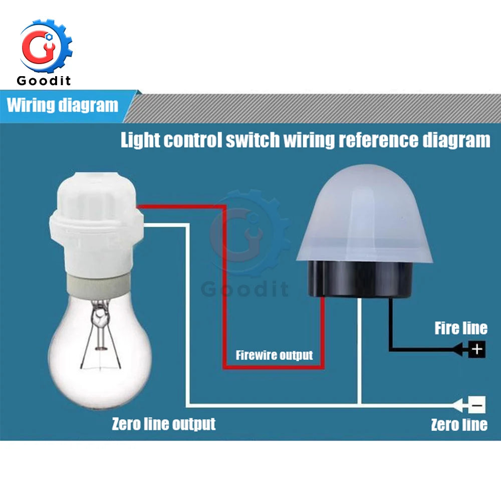 Waterproof Sensitive Auto Photo Switch AS-20 DC 12V AC 110V 220V 10A On/Off Photocell Street Light Switch Sensor Switch Tools