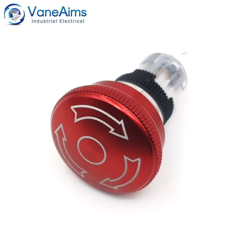 Metal Emergency Stop Switch 16MM 19MM 22MM E-stop Button Rotary Push-pull Emergency Stop Button with LED light 220V 24V 12V