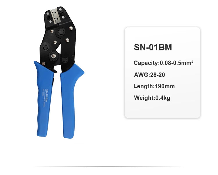 SN-01BM Crimping plier Kit Ratcheting Crimper Tool set with 460pcs 2.54mm JST-XH Connectors for AWG 28-20(0.08-0.5mm²)