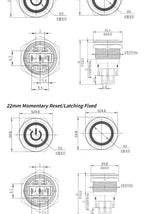 12/16/19/22mm Push Button Switch Oxidized Black Momentary Latching Fixed On Off Power Switch LED Light 3V 6V 12V 24V 220V