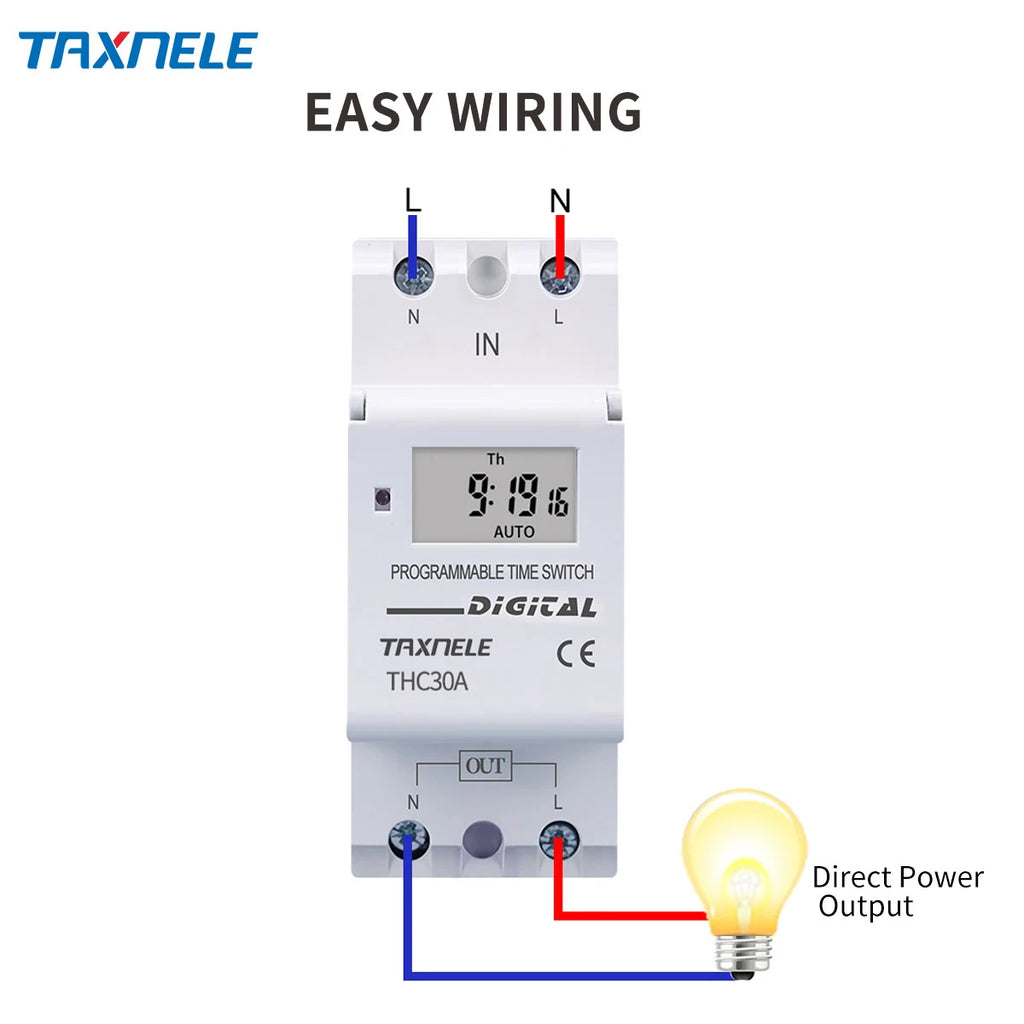 New Type Din Rail 2 Wire Weekly 7 Days Programmable Digital TIME SWITCH Relay Timer Control AC 220V 230V 12V 24V 48V 16A 30A