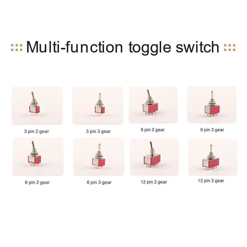 5PCS 6mm Miniature Toggle Switch MTS 102/103/202/203/302/304/402/403 ON-OFF-ON 5A125V 2A250V 3/6/9/12 Pin Mounting Equipment