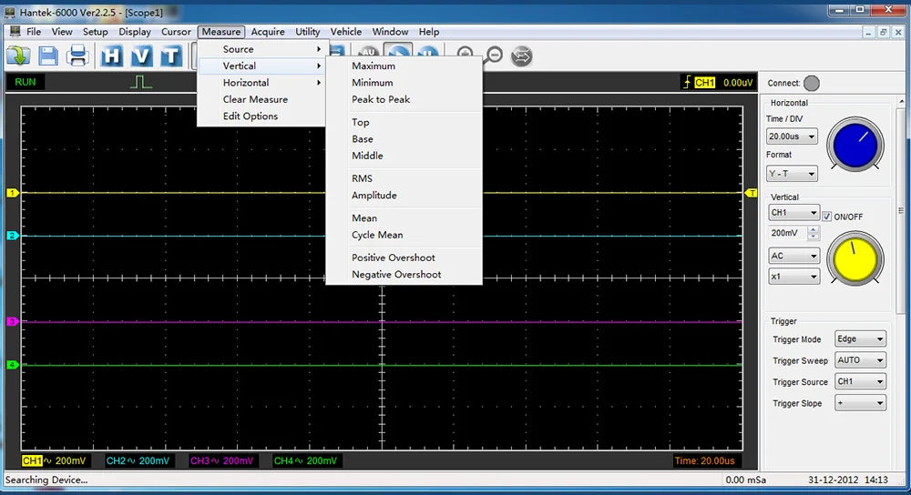 Hantek 6074BE 6074BC 6074BD 6254BD 6254BE HT201 Digital Storage Oscilloscopes PC USB Portable 4 Channels 70MHz Bandwidths WIN10