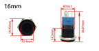Black Metal Push Button Switch Start Stop 12/24/220V 16/19/22mm Connected LED Backlit Rocket Power Controller Momentary/Latching