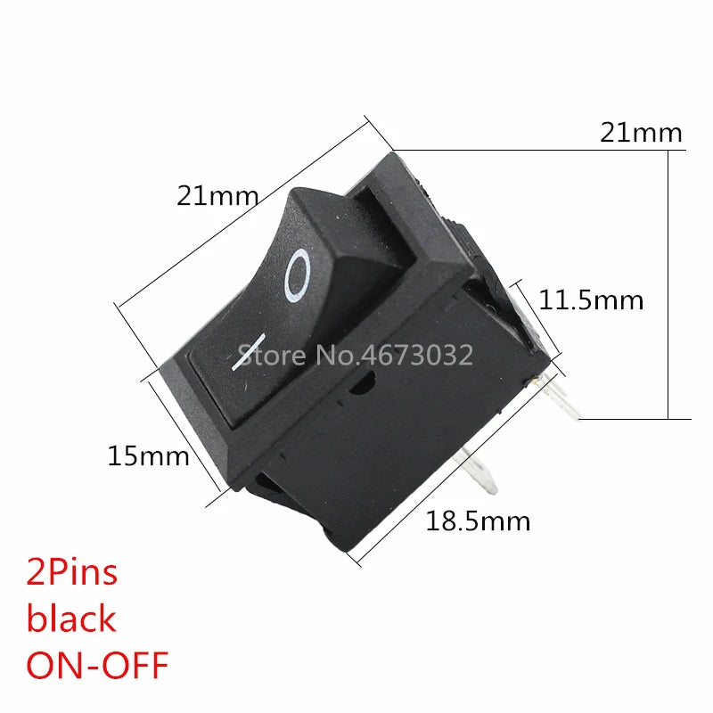 10PCS Push Button Switch 15x21mm SPST 2Pin KCD11 KCD1 Snap-in On/Off Boat Rocker Switch 15MM*21MM Black Red and White