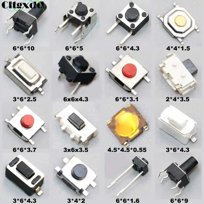 Cltgxdd 10PCS Tactile Push Button Switch Car Remote Control Keys Button Touch Micro Switch Momentary SMD DIP 2*4 3*6 4*4 6*6