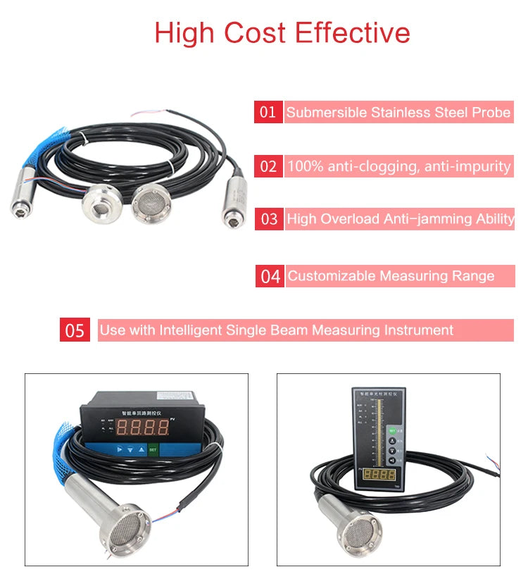 Anti-Clogging Submersible Liquid Level Sensor Water Tank Pressure Transmitter 4-20mA 0-10V RS485 Water River Level Transmitter