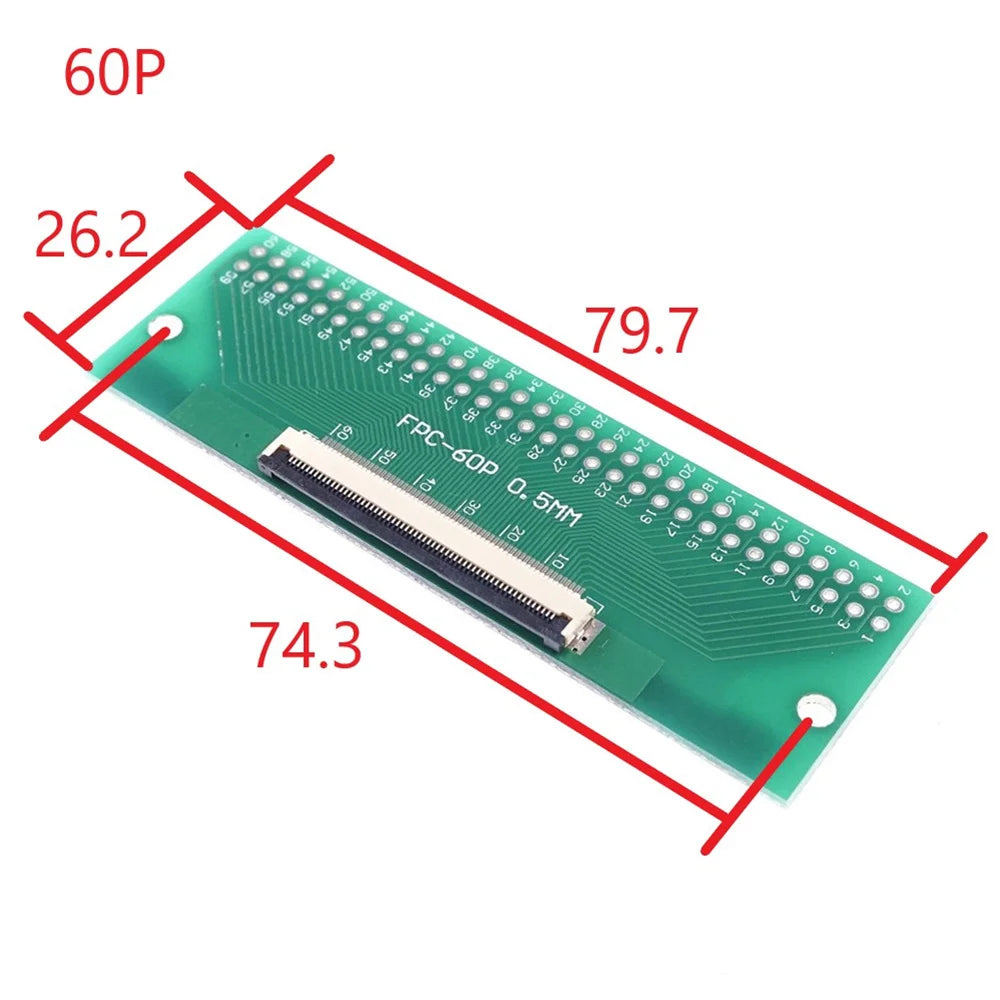 2 Pcs FPC FFC Cable 4 6 8 10 12 15 20 24 30 40 50 60 PIN 0.5 Mm Cable PCB Adapter to 2.54 Mm 1 Inch Pitch Through Hole PCB