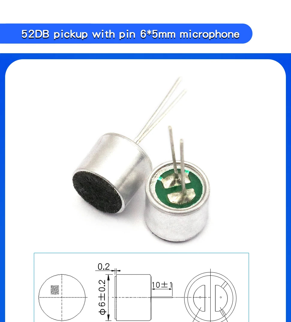 10PCS Condenser pick-up Microphone 9x7mm 9767 9x4.5mm 9745 6x5mm 6050 6x2.2mm 6022 4.5x2.2mm 4522 4x1.5mm 4015 MP3 Accessories