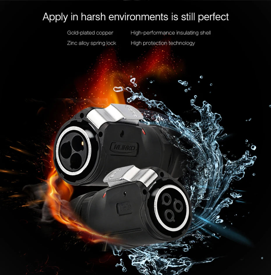 Cnlinko LP24 3 4Pin M24 Aviation Waterproof Power Connector Plug Socket for Radio Audio Visual Video Medical LED UAV Industry