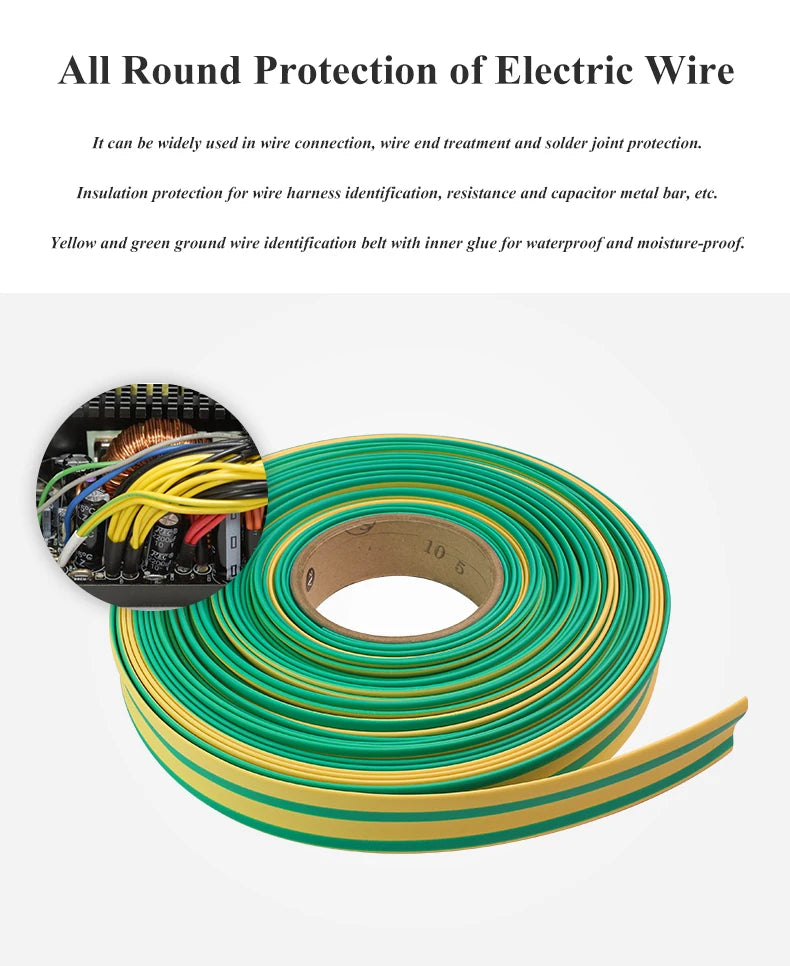 1M 3:1 Heat Shrink Tube with Glue Adhesive Lined  Dual Wall Tubing Sleeve Wrap Wire Cable Kit Yellow Green Dual Wall