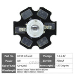 1W 3W 5W High Power LED COB Infrared Red 680nm 740nm 800nm 850nm 880nm 940nm 980nm 1000nm For Lighting CCTV Monitor Cameras