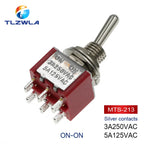 100PCS Toggle Switch SPDT DPDT Rocker Switch MTS 5A 6A 125V Self-Reset Switch 3A 250 AC 3 6PIN ON-ON ON-OFF-ON Starting Switch