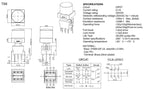 Honyone TS6-A Series Round Top 10mm Cap With LED 6+2 Pin DPDT PCB Mount Mini Push Button Switch