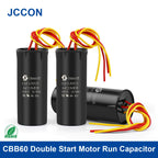 2Pcs CBB60 Double Start Capacitor for Washing Machine Motor High Stability Flame-Retardant High Insulation Resistance 6UF+4UF