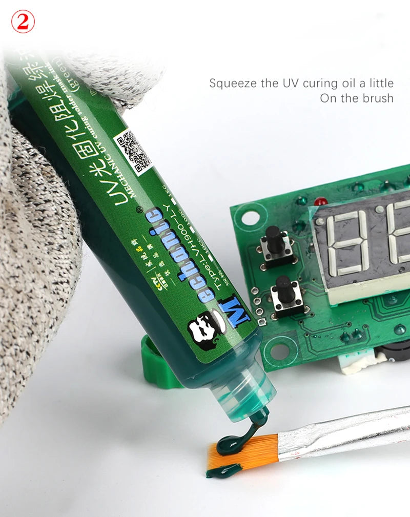MECHANIC UV Solder Mask Ink Green/Blue/Black/Red/White Oil Welding Flux BGA PCB Circuit Board Paint Prevent Corrosive Arcing