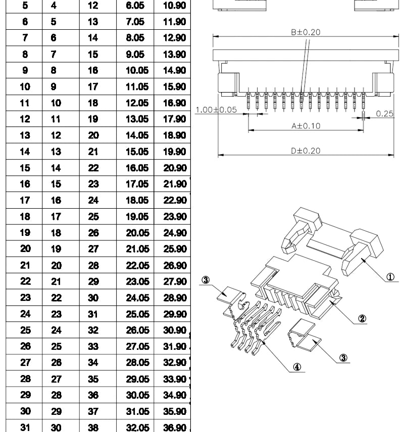10pcs FPC Connector 0.5mm/1.0mm Pitch Drawer type Upper/ Bottom contact Type Socket FFC Flat Cable Socket 4P 5P 6P 8P 10P-60Pin