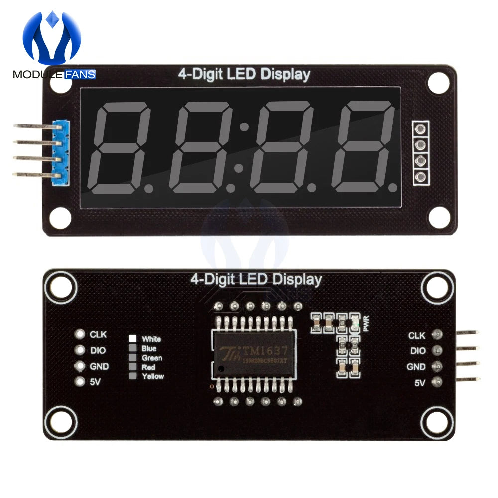 TM1637 LED Display Module for Arduino 4 Digit 7 Segment 0.56 inch Time Clock Indicator Tube Module Red Blue Green Yellow White