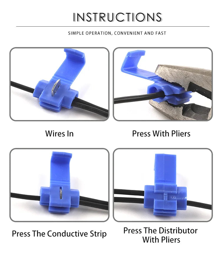 Scotch Lock Electric Wire Cable Connectors  AWG 22-18 Without Breaking Cable Insulated Crimp Splice Electrical Terminals