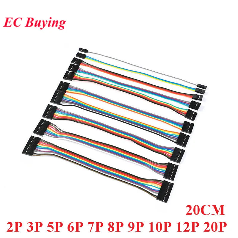 Dupont Line 20cm 2.54mm Female to Female 2P/3P/4P/5P/6P/7P/8P/9P/10P/12P/20P Color Breadboard Cable Jump Wire Jumper For Arduino