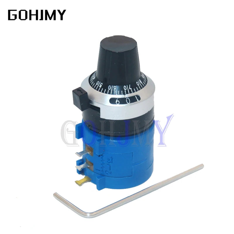 1Set 3590S Precision Multiturn (1PCS Potentiometer 10 Ring Adjustable Resistor+1PCS Turns Counting Dial Rotary 6.35mm Knob)