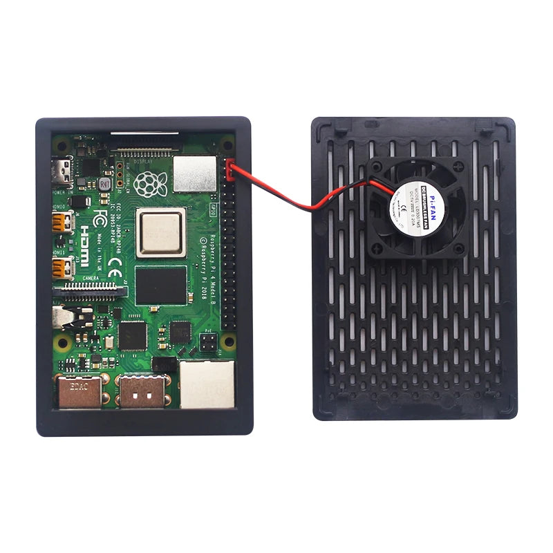 Raspberry Pi 4 Model B ABS Case Black Dual Use Shell Prectective Box with Cooling Fan for Pi 4 also support 3.5 inch Screen
