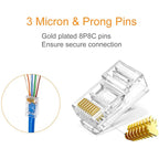 RJ45 Connectors Cat6 RJ45 Pass Through Connector, Cat6/Cat5e Connectors, Ethernet Cable Crimp Connectors Network Plug Set