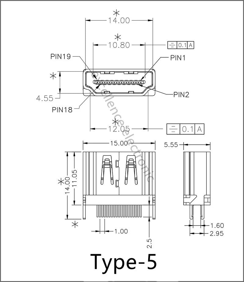 5/10Pcs 19Pin SMD HDMI Socket Vertical Right Angle HD Interface Surface Mount PCB Receptacle Connector for Repair
