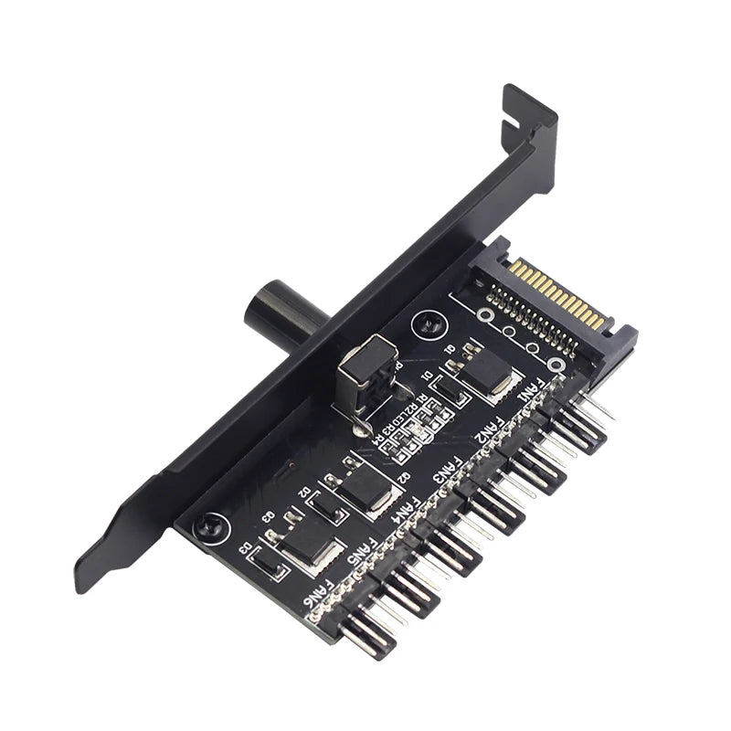 PCI Fan Speed Controller,12V Molex 4pin or SATA Powered 6 8 Fan Hub,PWM 4 pin CPU Radiator 3pin Case Cooler Temperature Control