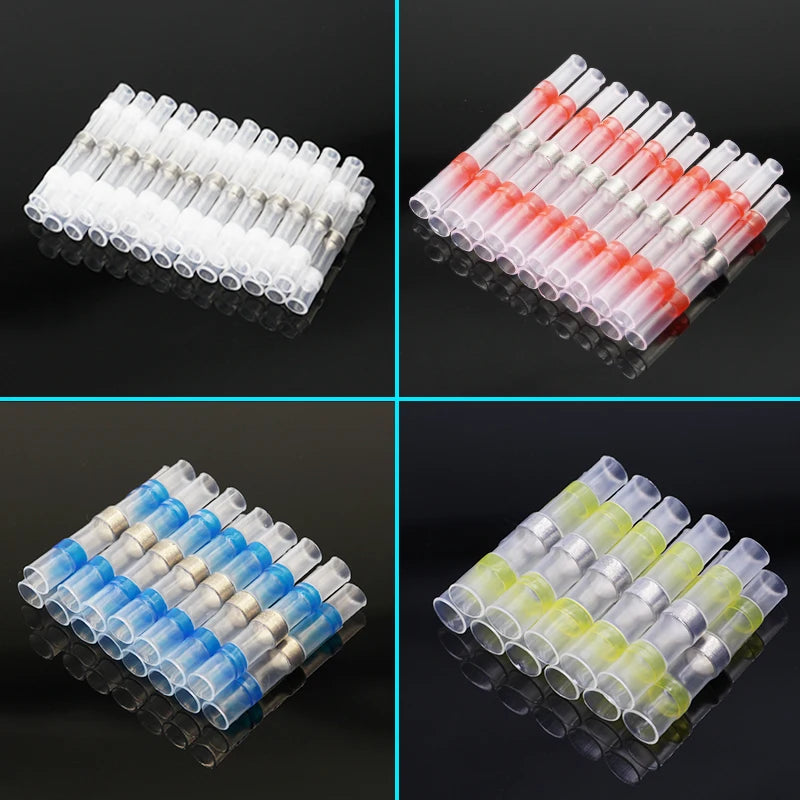 Heat Shrinkable Wire Connectors 50PCS SST21 Waterproof Sleeve AWG22-18 Butt Electrical Splice Tinned Solder Seal Terminal