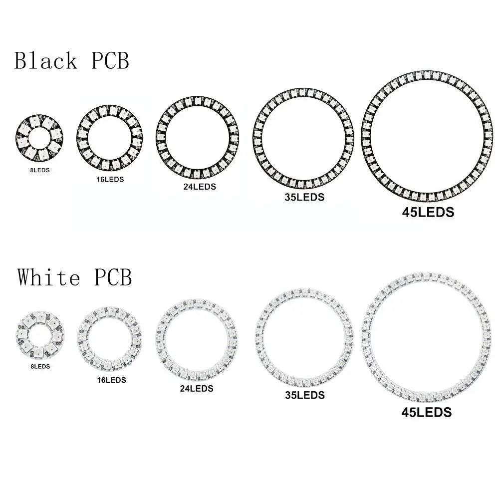 WS2812b Led Ring Addressable 8/16/24/35/45Leds 5050 RGB Led Diode Ring Color IC Built-in LED