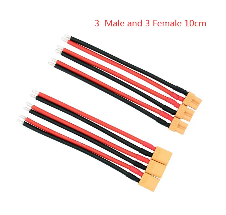 XT30 Pigtail Plug Male and Female Connector with 100mm/150mm 16AWG Tinned Wire Cable for RC Lipo Battery FPV Drone Charger