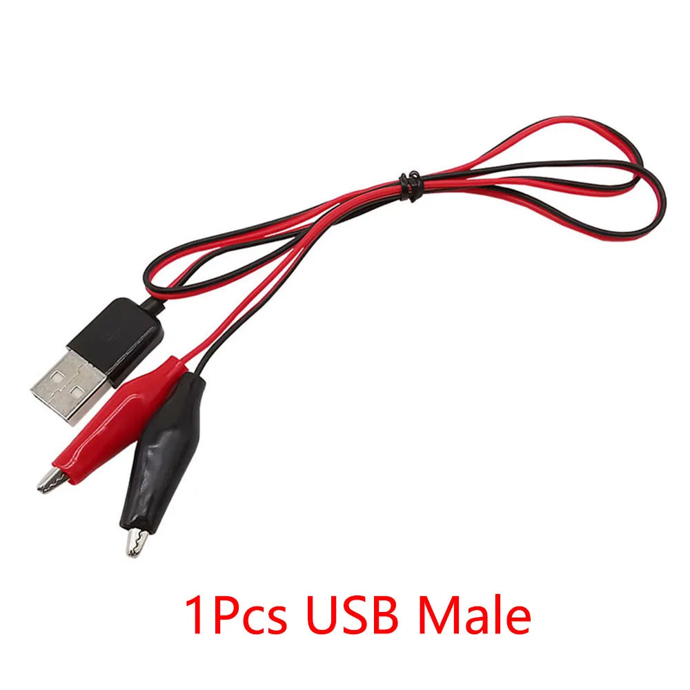 Alligator Cilps to USB/Banana Plug Test Cable Lead Jumper Wire  Male Female DC 5.5x2.1 Crocodile Clip Probe Power Supply Adapter