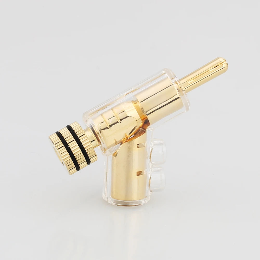 4pcs/set VB202G High Performance 24K Gold Plated Audio Banana Connectors 45Dgree Locking Banana Plug For Hifi Speaker Cable
