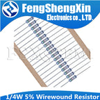 100pcs 1/4W 5% Wirewound Resistor Fuse 0.1R 0.22R 0.5R 1R 2.2R 3.3R 3.9R 4.7R 5.1R 10R 20R 22R 30R 33R 47R 51R 68R 100R
