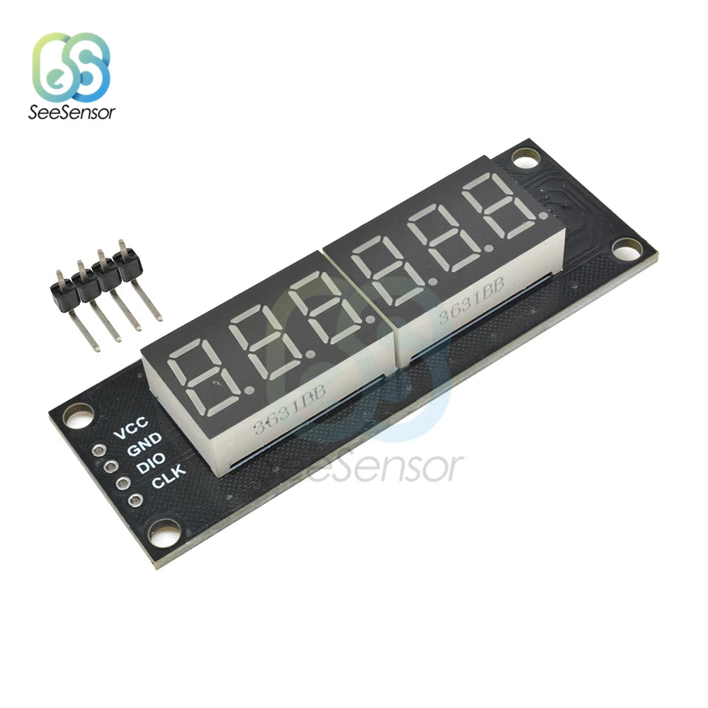 TM1637 0.36 inch 6-Digit 7-segment LED Digital Tube Display Control Module For Arduino 5V Microcontroller Serial Driver 46x14mm