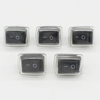 5Pcs/Lot Black Push Button Mini Switch 6A-10A 110V 250V 2Pin Snap-in On/Off Rocker Switch 21MM*15MM with Waterproof Cover Black