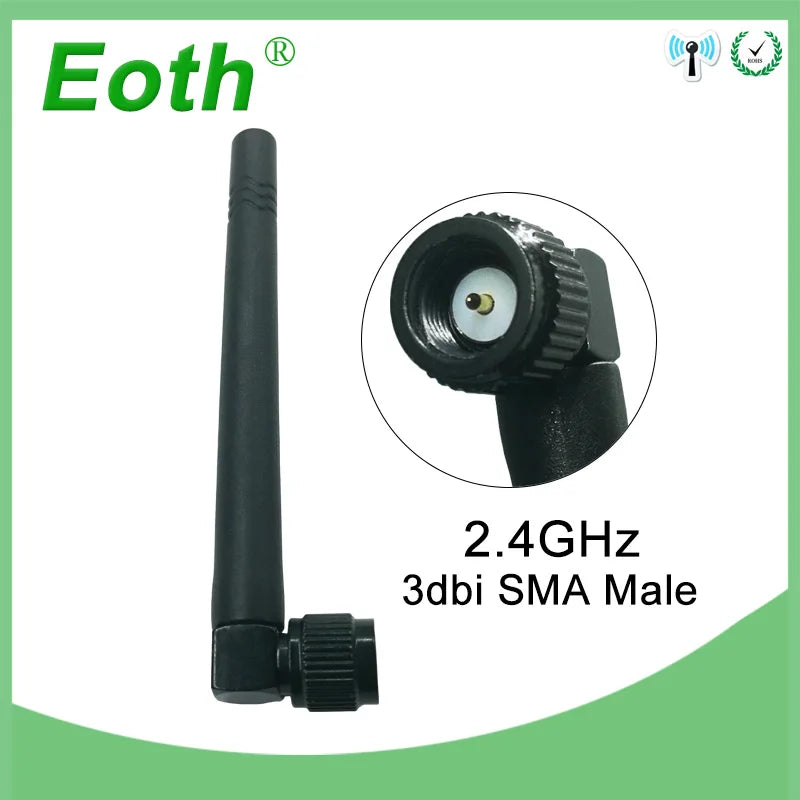 Eoth Wholesale Pure Copper 2.4GHz Antenna WIFI 3dBi SMA Male 2.4 GHz Antenna Wi-Fi Antenne Black for Wireless Wi-Fi Router