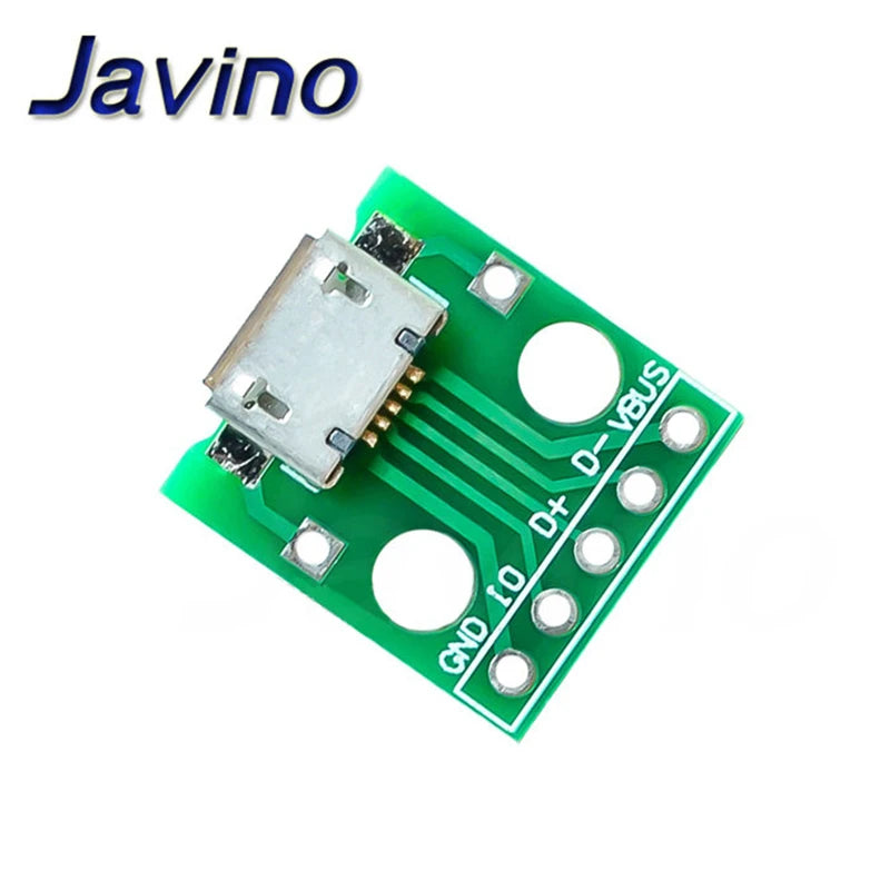 10pcs Micro USB To DIP Adapter 5pin Female Connector Module Board Panel Female 5-Pin Pinboard B Type PCB 2.54 MM