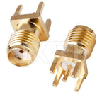 10Pcs SMA Female Jack Male Plug Adapter Solder Edge PCB Straight Right Angle Mount RF Copper Connector Plug Socket