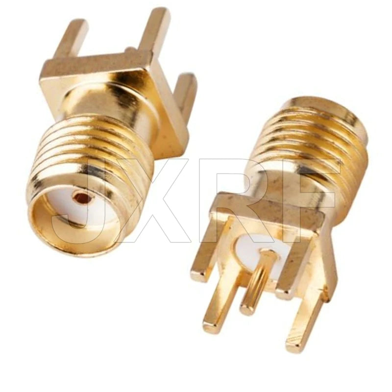 10Pcs SMA Female Jack Male Plug Adapter Solder Edge PCB Straight Right Angle Mount RF Copper Connector Plug Socket
