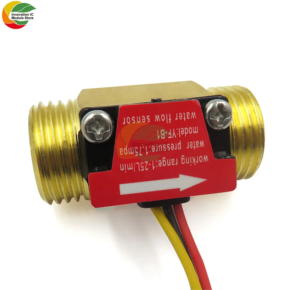Brass Flow Sensor G1/2"DN15 Thread Hall Sensor YF-B1/B2/B3/B7 Switch Water Flow Sensor Flow Meter Hall Turbine Flow 1~25L/min