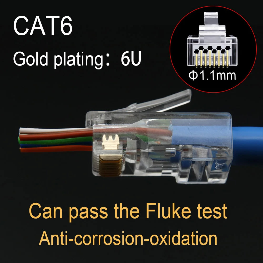Xintylink RJ45 Connector CAT6 50U/6U Ethernet Cable RG45 Plug CAT5E UTP 8P8C RJ45 CAT6 Network Modular LAN Jack CAT5 Keystone