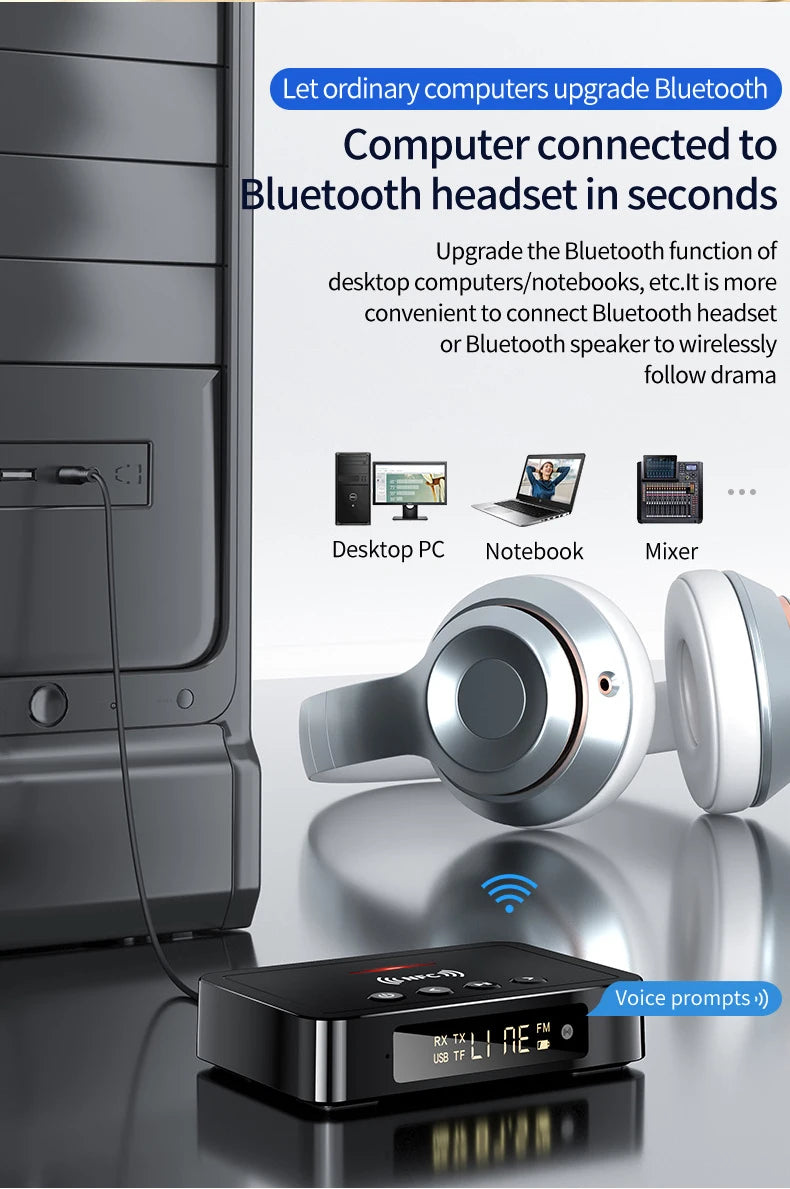 Bluetooth 5.0 Receiver Transmitter FM Stereo AUX 3.5mm Jack RCA Optical Wireless Audio Adapter Remote Control For TV  Car Kit