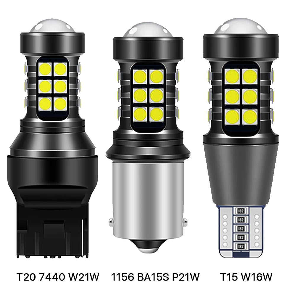 2X P21W led 1156 T20 W21/5W 7443 P21/5W 1800LM W21W Car Bulb 7440 BA15S BAY15D PY21W Auto DRL Light White 1157 LED Brake Light